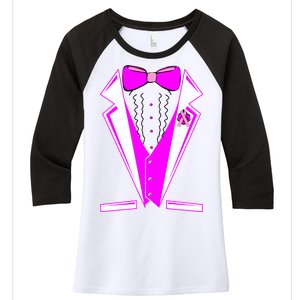 Pink Breast Cancer Tuxedo Women's Tri-Blend 3/4-Sleeve Raglan Shirt