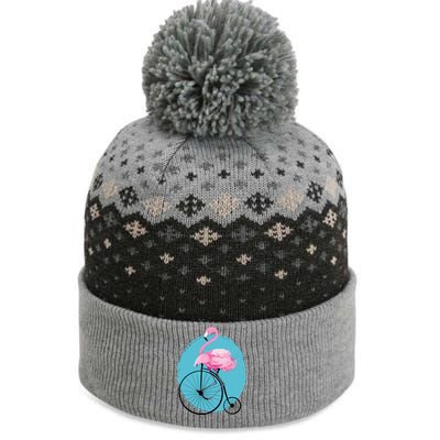 Pink Flamingo On Tall Bicycle Retro The Baniff Cuffed Pom Beanie