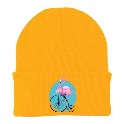 Pink Flamingo On Tall Bicycle Retro Knit Cap Winter Beanie