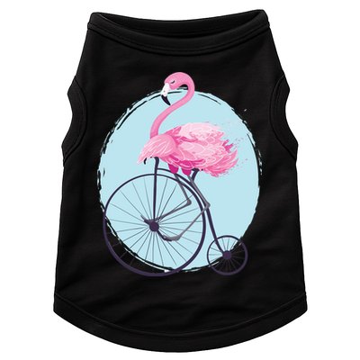 Pink Flamingo On Tall Bicycle Retro Doggie Tank