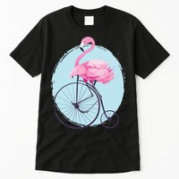 Pink Flamingo On Tall Bicycle Retro Tall T-Shirt