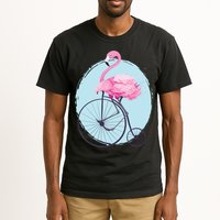 Pink Flamingo On Tall Bicycle Retro Tall T-Shirt