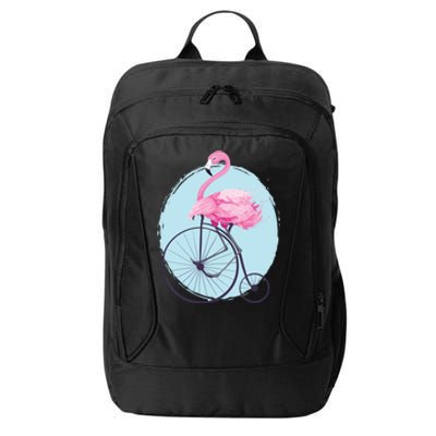 Pink Flamingo On Tall Bicycle Retro City Backpack