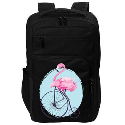 Pink Flamingo On Tall Bicycle Retro Impact Tech Backpack