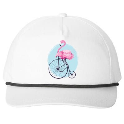 Pink Flamingo On Tall Bicycle Retro Snapback Five-Panel Rope Hat