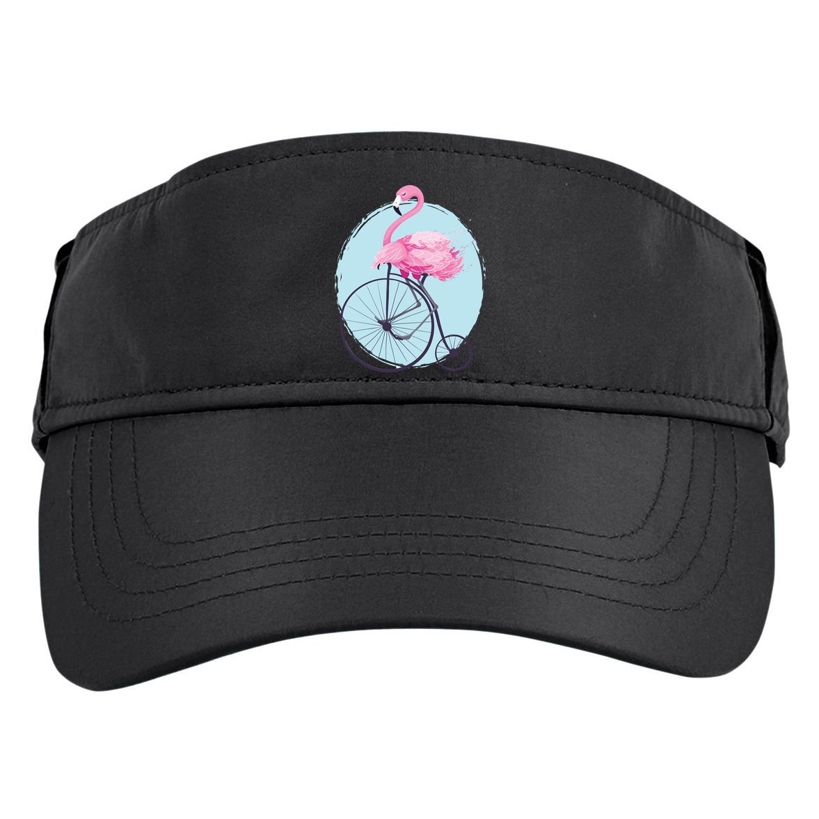 Pink Flamingo On Tall Bicycle Retro Adult Drive Performance Visor