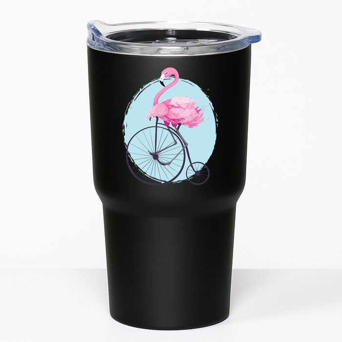 Pink Flamingo On Tall Bicycle Retro Tumbler