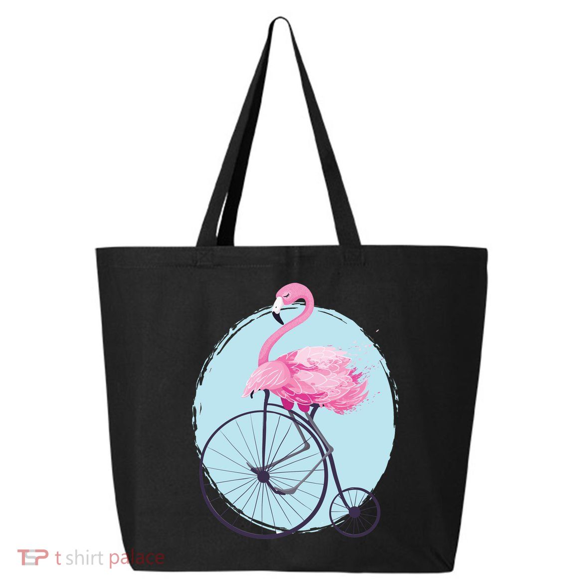 Pink Flamingo On Tall Bicycle Retro 25L Jumbo Tote