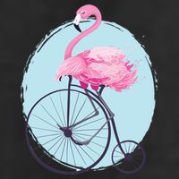 Pink Flamingo On Tall Bicycle Retro Golf Towel