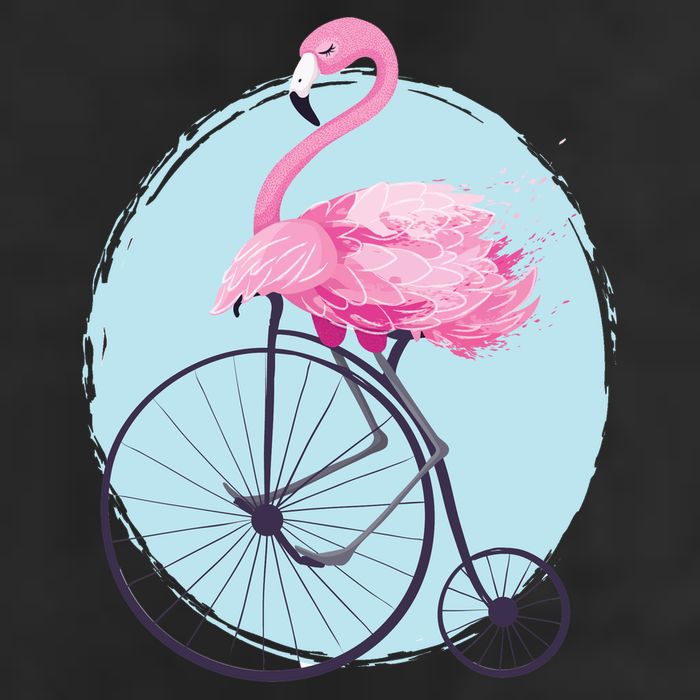 Pink Flamingo On Tall Bicycle Retro Golf Towel