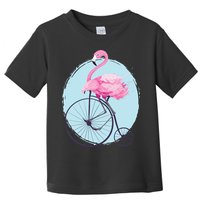 Pink Flamingo On Tall Bicycle Retro Toddler T-Shirt