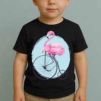 Pink Flamingo On Tall Bicycle Retro Toddler T-Shirt