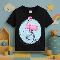 Pink Flamingo On Tall Bicycle Retro Toddler T-Shirt