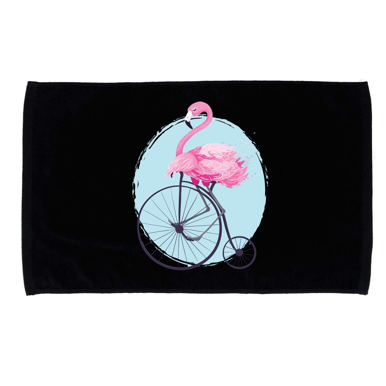 Pink Flamingo On Tall Bicycle Retro Microfiber Hand Towel