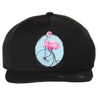 Pink Flamingo On Tall Bicycle Retro Wool Snapback Cap