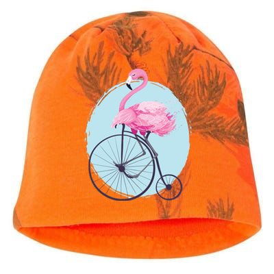 Pink Flamingo On Tall Bicycle Retro Kati - Camo Knit Beanie