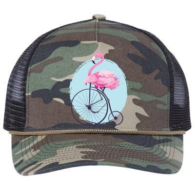 Pink Flamingo On Tall Bicycle Retro Retro Rope Trucker Hat Cap