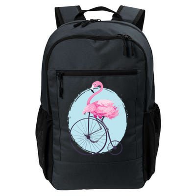 Pink Flamingo On Tall Bicycle Retro Daily Commute Backpack