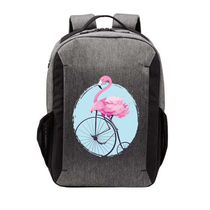 Pink Flamingo On Tall Bicycle Retro Vector Backpack