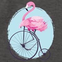 Pink Flamingo On Tall Bicycle Retro Vector Backpack