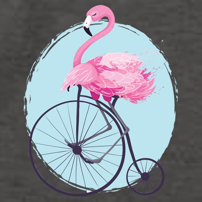Pink Flamingo On Tall Bicycle Retro Vector Backpack