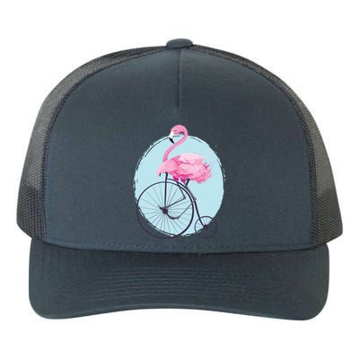 Pink Flamingo On Tall Bicycle Retro Yupoong Adult 5-Panel Trucker Hat