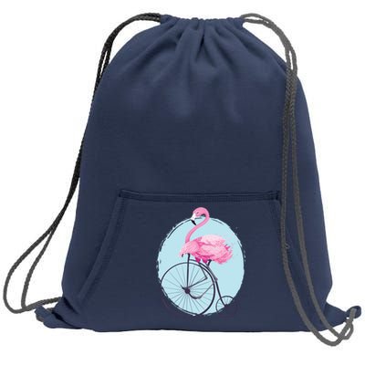 Pink Flamingo On Tall Bicycle Retro Sweatshirt Cinch Pack Bag