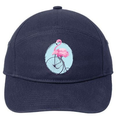 Pink Flamingo On Tall Bicycle Retro 7-Panel Snapback Hat