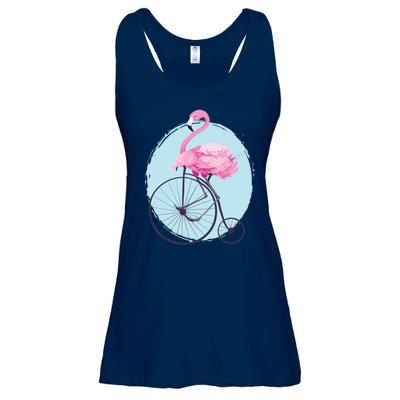 Pink Flamingo On Tall Bicycle Retro Ladies Essential Flowy Tank