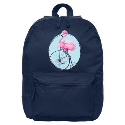 Pink Flamingo On Tall Bicycle Retro 16 in Basic Backpack