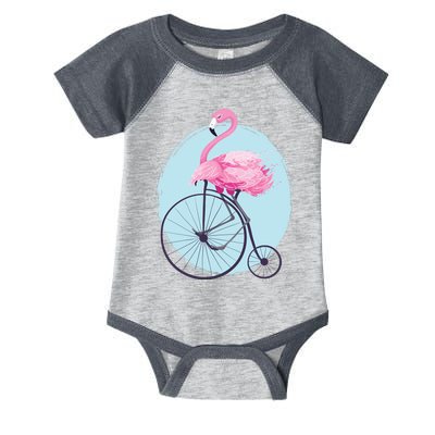 Pink Flamingo On Tall Bicycle Retro Infant Baby Jersey Bodysuit