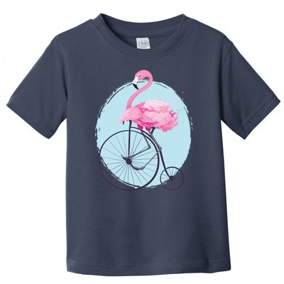 Pink Flamingo On Tall Bicycle Retro Toddler T-Shirt