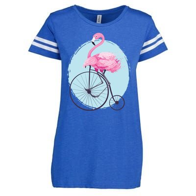 Pink Flamingo On Tall Bicycle Retro Enza Ladies Jersey Football T-Shirt