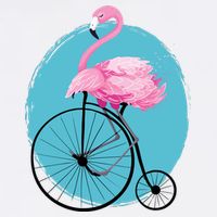 Pink Flamingo On Tall Bicycle Retro Garment-Dyed Sweatshirt