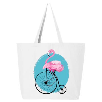 Pink Flamingo On Tall Bicycle Retro 25L Jumbo Tote