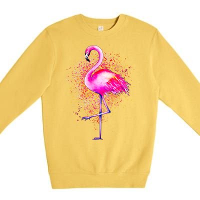 Pink Flamingo Paint Art Premium Crewneck Sweatshirt