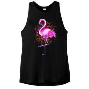 Pink Flamingo Paint Art Ladies PosiCharge Tri-Blend Wicking Tank