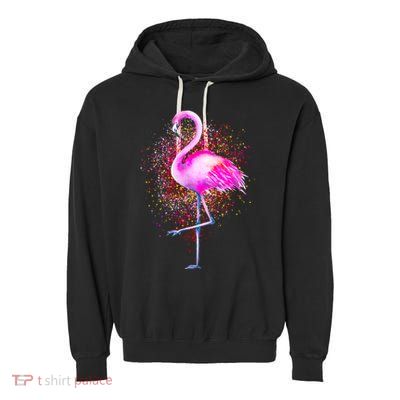 Pink Flamingo Paint Art Garment-Dyed Fleece Hoodie