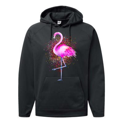 Pink Flamingo Paint Art Performance Fleece Hoodie