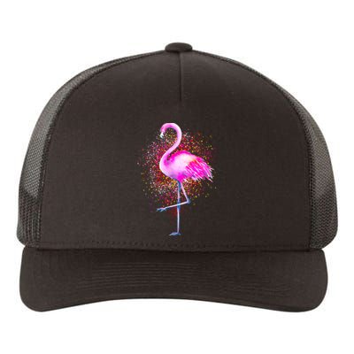 Pink Flamingo Paint Art Yupoong Adult 5-Panel Trucker Hat