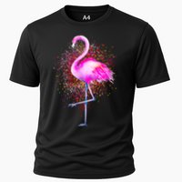 Pink Flamingo Paint Art Cooling Performance Crew T-Shirt