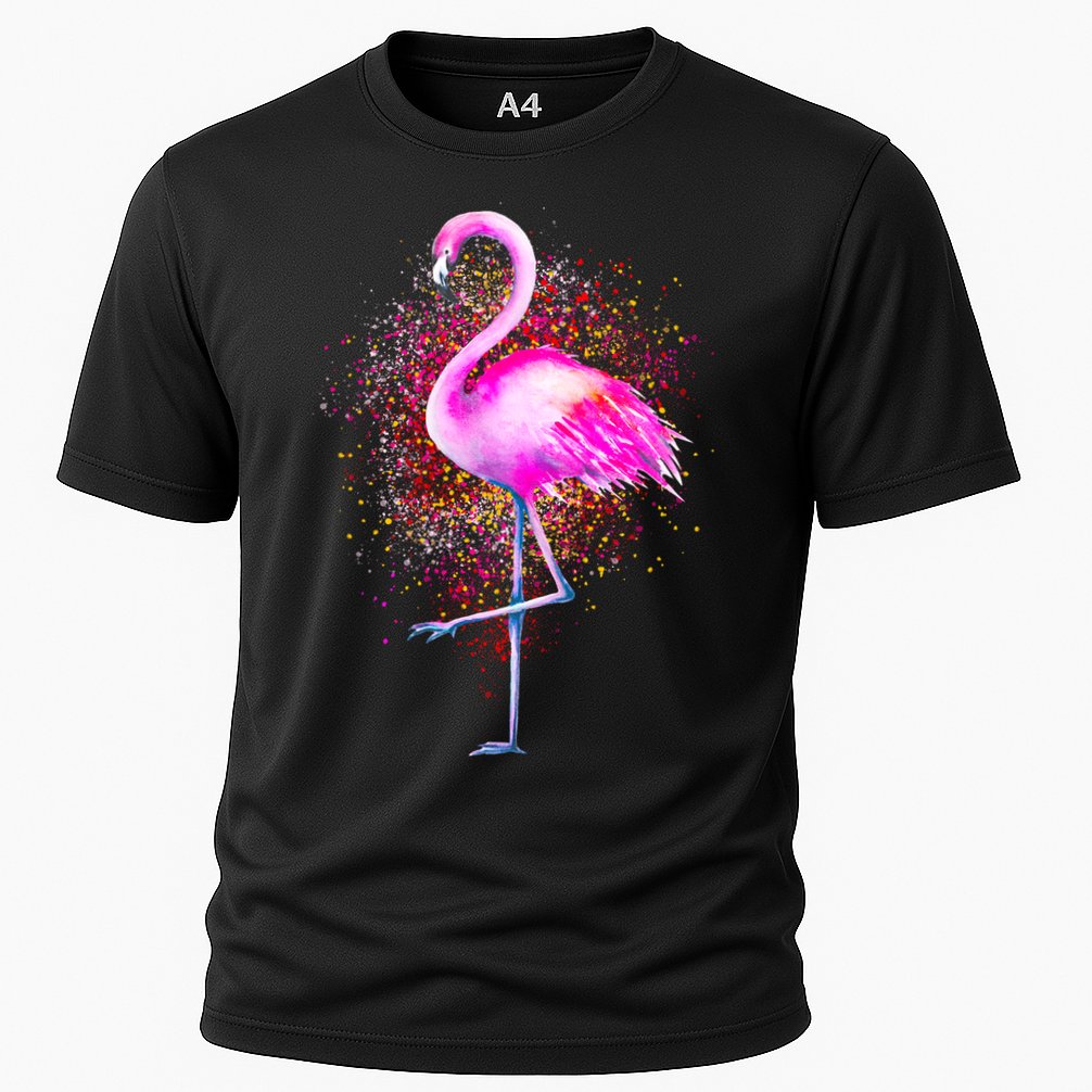 Pink Flamingo Paint Art Cooling Performance Crew T-Shirt