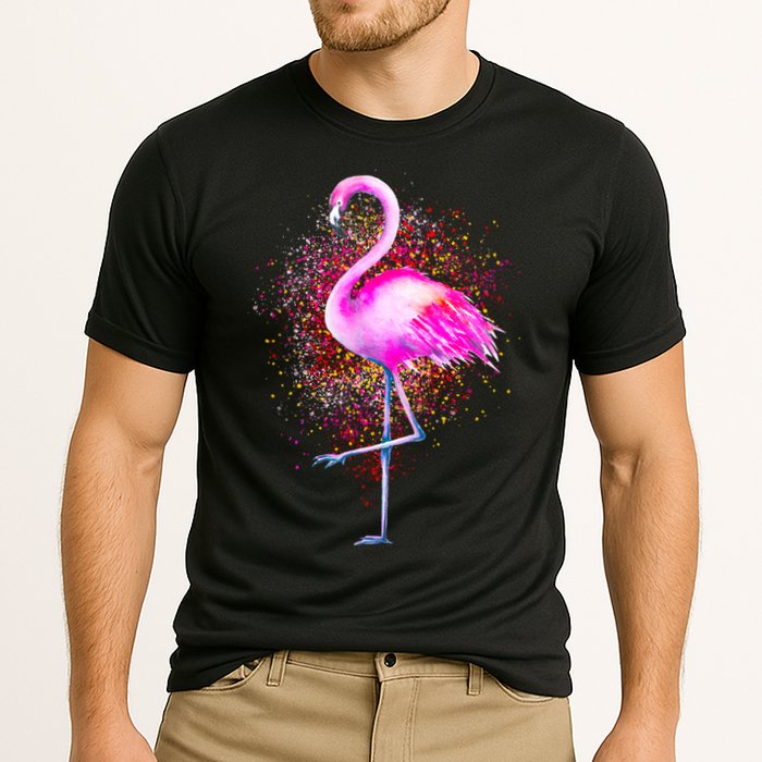 Pink Flamingo Paint Art Cooling Performance Crew T-Shirt