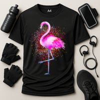 Pink Flamingo Paint Art Cooling Performance Crew T-Shirt