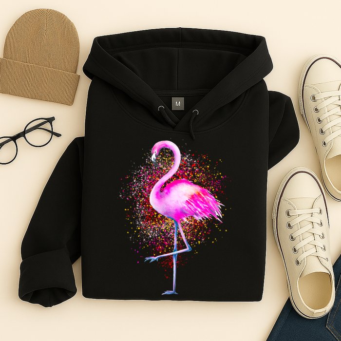 Pink Flamingo Paint Art Hoodie