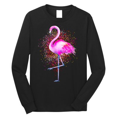 Pink Flamingo Paint Art Long Sleeve Shirt