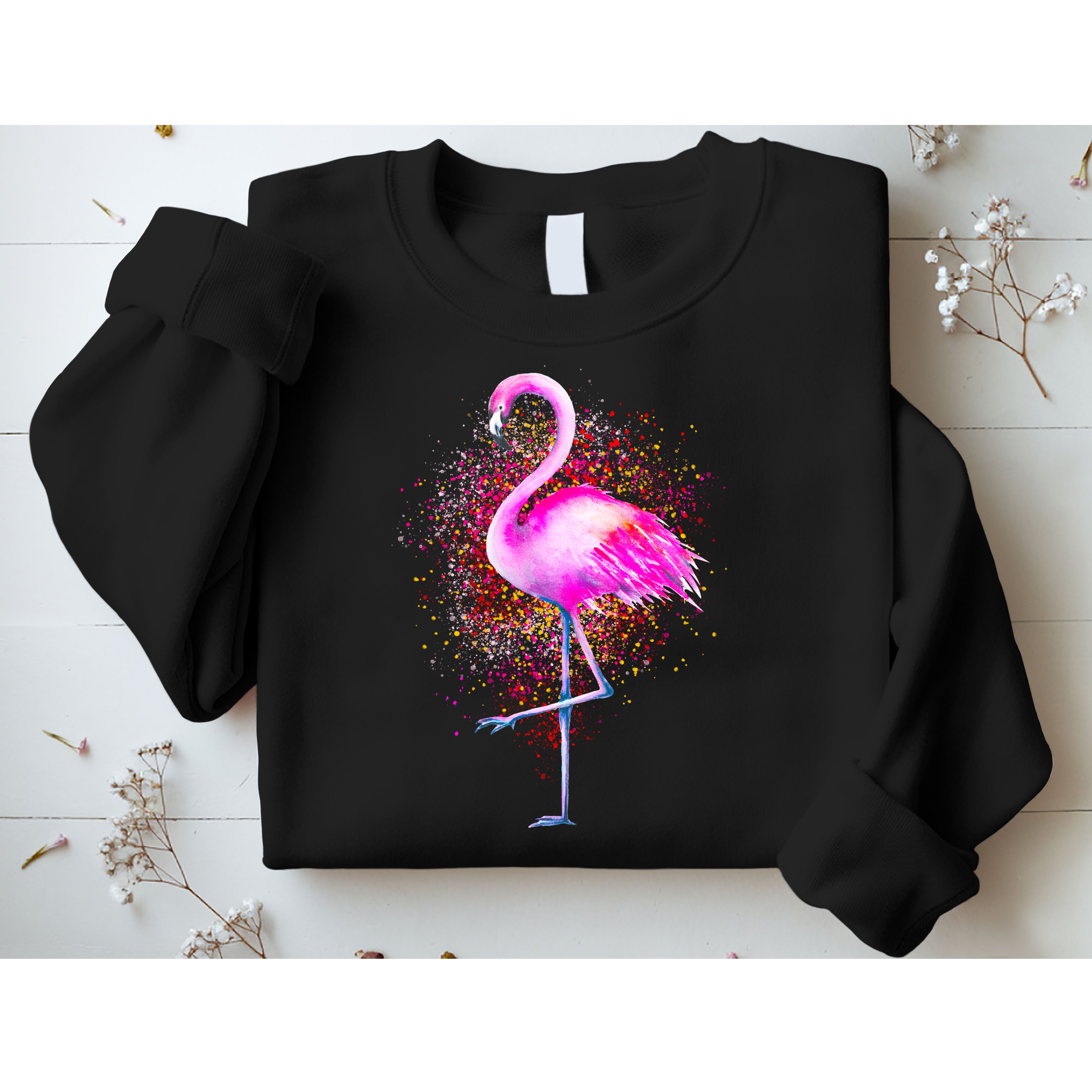 Pink Flamingo Paint Art Sweatshirt