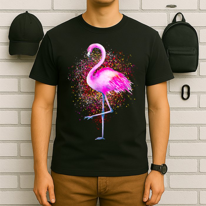 Pink Flamingo Paint Art T-Shirt