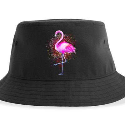 Pink Flamingo Paint Art Sustainable Bucket Hat