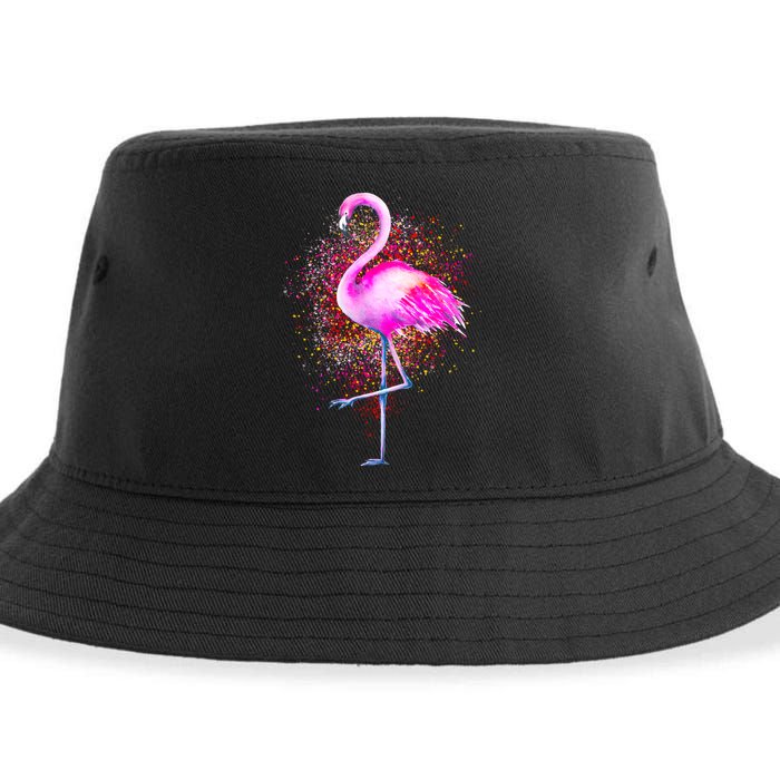 Pink Flamingo Paint Art Sustainable Bucket Hat